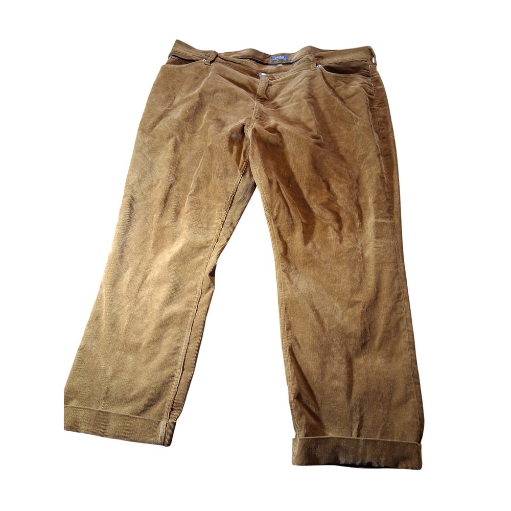 Polo Ralph Lauren Mens Tan Brown Corduroy Pants Straight Leg Cuffed 46x32